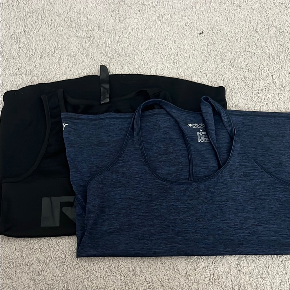 Reebok Black and ideology Blue Fitted Tank Top